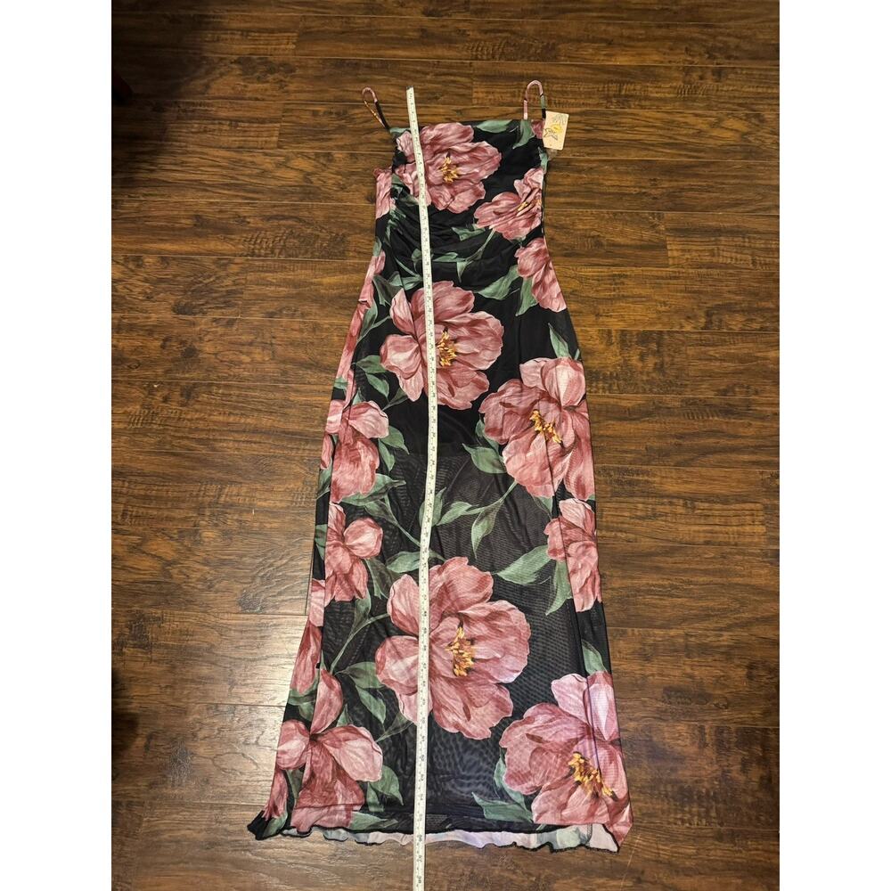 Persaya Floral Sleeveless Dress Black Purple Maxi Size Large - Picture 3 of 8